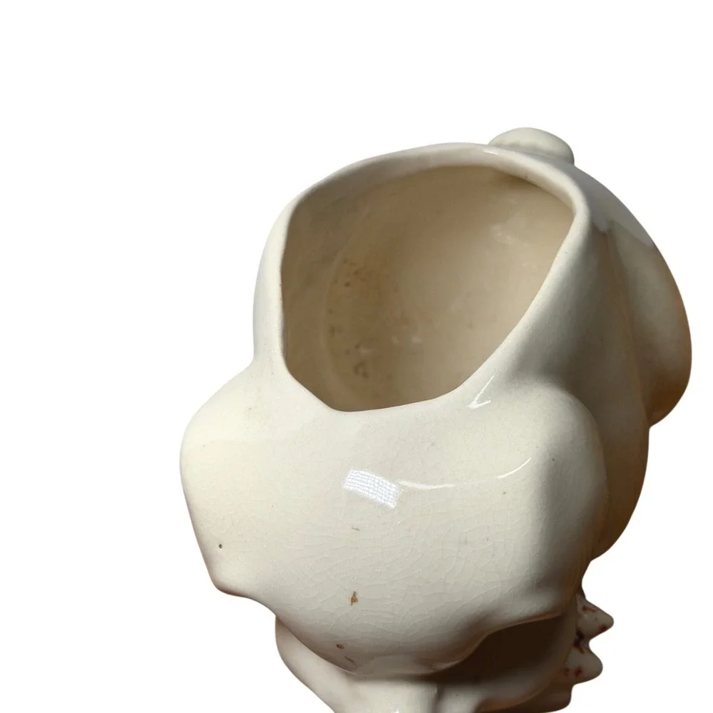 Vintage‎ Ceramic Pig Planter Cream White Glaze Farmhouse Decor Succulent Pot